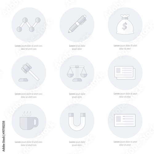 Office icons flat design Line icons style