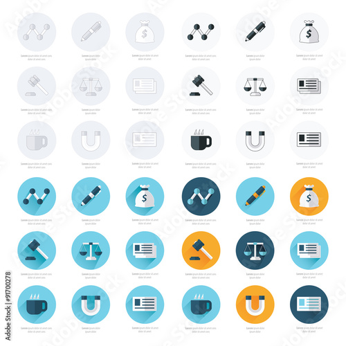 Office icons flat design set