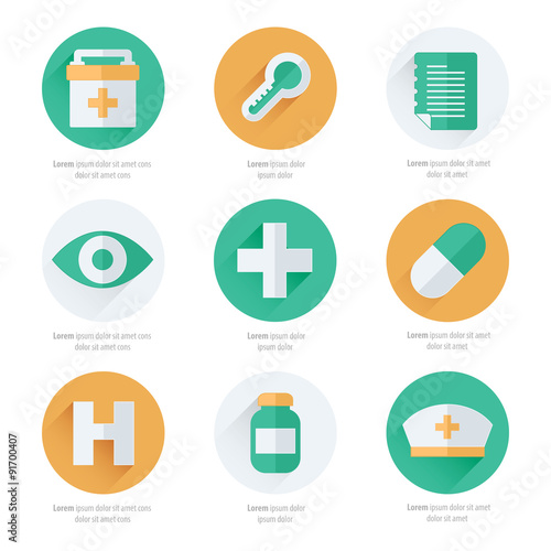 Flat icons set of medical tools