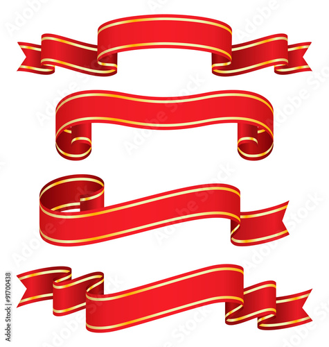 Celebration Curved Ribbons Variations Isolated on White Backgrou