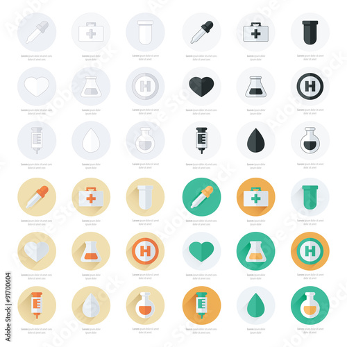 medical Flat Icons Design set