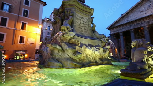 Pan Shot Tourist Visiting Pantheon Piazza della Rotonda at Rome Lazio Italy