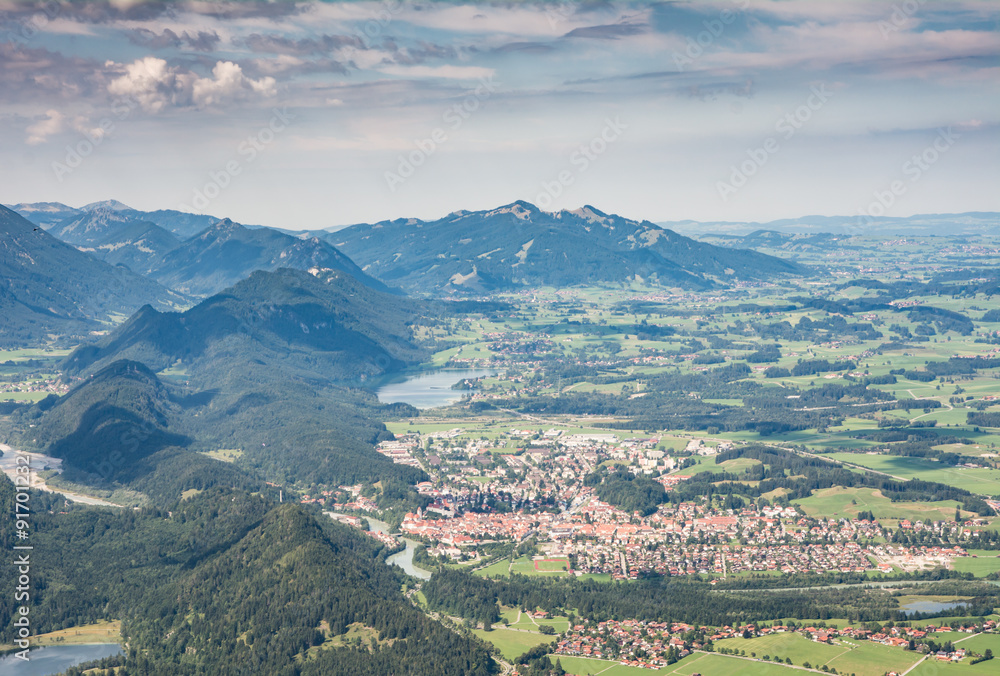 Aerial view over Fuessen