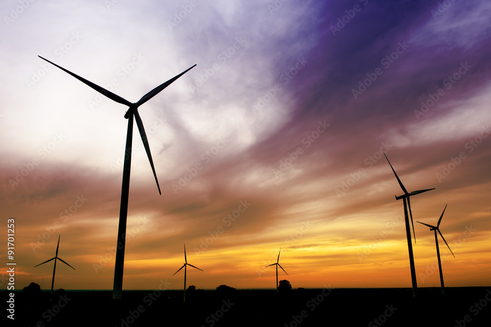 Wind turbine power generator at twilight Wind turbine power generator at twilight
