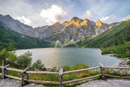 Beautiful scenery of Tatra mountains and lake in Poland