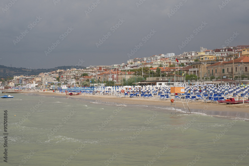 ITALY, Falconara Marittima - AUGUST 14, 2013: View of the beach