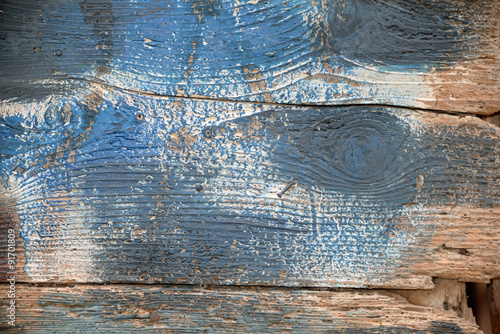 Billede på lærred Blaue Farbe auf einem Brett