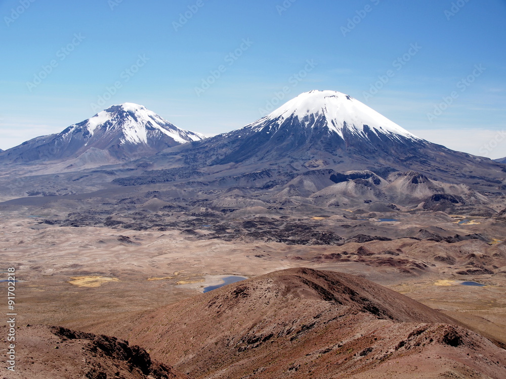 Volcans Pomerape et Parinacota au Chili 
