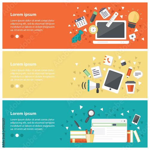 Flat design concepts for online education,online training course