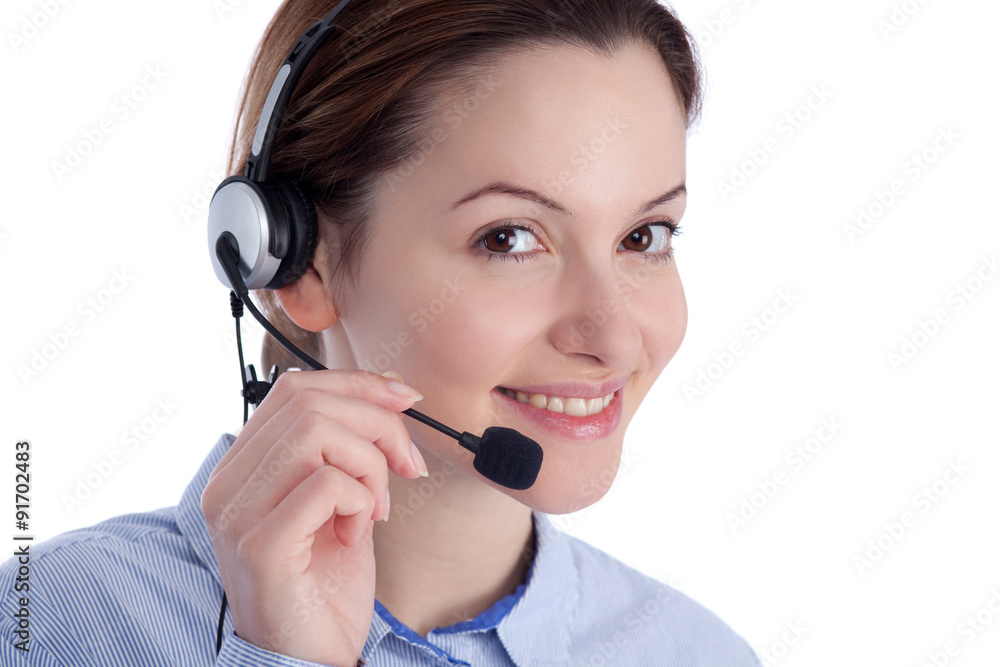 Junge Frau mit Headset Junge Frau mit Headset