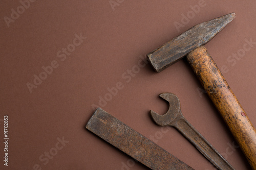 set of old dirty tools