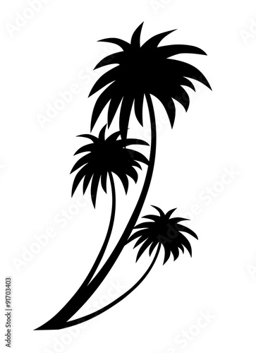 Tropical coconut palm trees silhouette #91703403