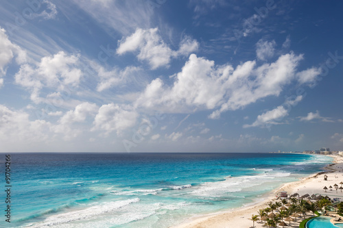 Caribbean beach panorama view