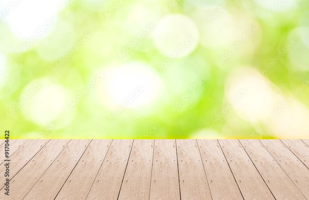 Wood Plank with Bokeh Background Wood Plank with Bokeh Background