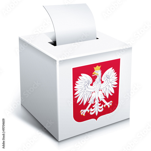 Urna wyborcza z godłem Polski