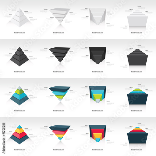 pyramid upside down infographic template set 16 in 1