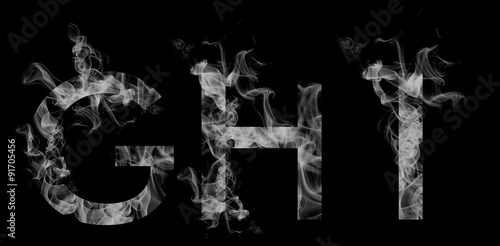 Font smoke. Letters G, H I photo