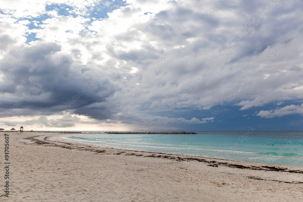 Caribbean beach in bad and cloudy weather Caribbean beach in bad and cloudy weather