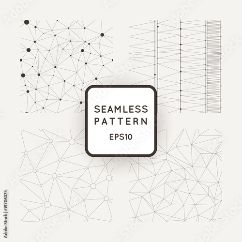 Set of four vector abstract seamless patterns similar cobwebs