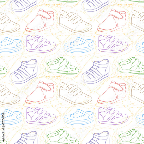Vector seamless set of baby shoes