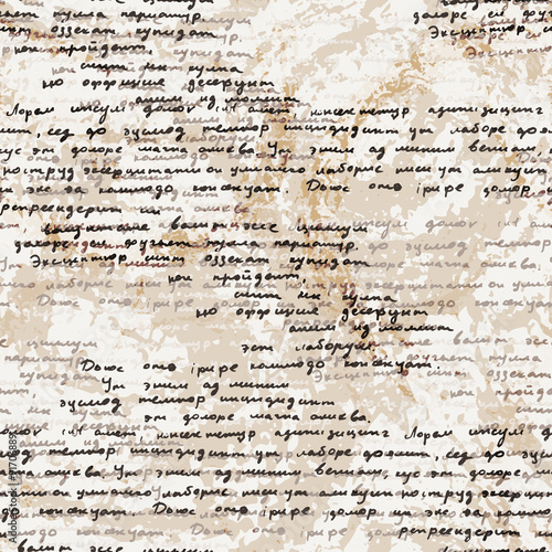 Vector seamless pattern with a hand-written Latin text on the