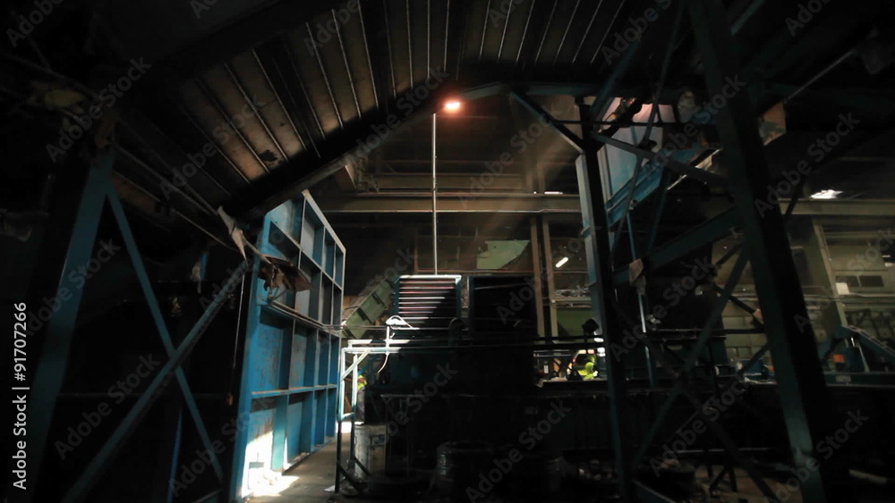 The dark interior of a factory. The dark interior of a factory.