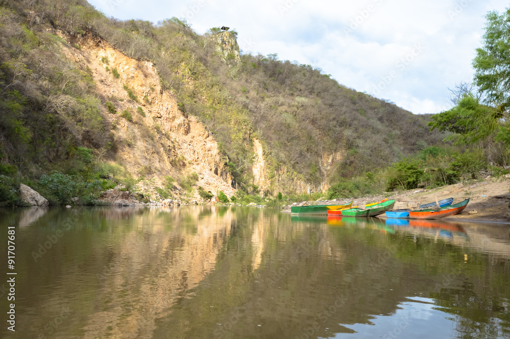 Coroful boats in Somoto Canyons, treasure of the Northern highlands of Nicaragua