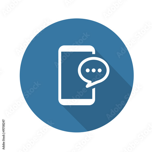 Flat Phone Message Icon. Long Shadow.