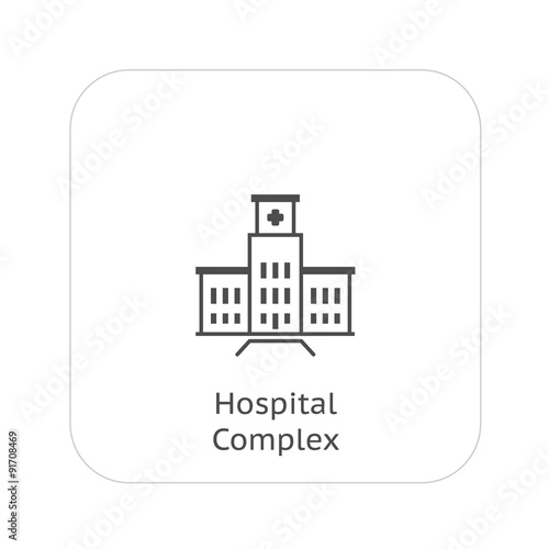 Hospital Complex Icon. Flat Design.
