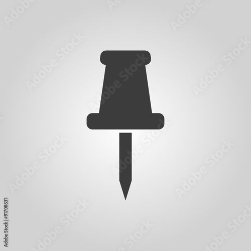The push pin icon. Memo and note, attachment symbol. Flat