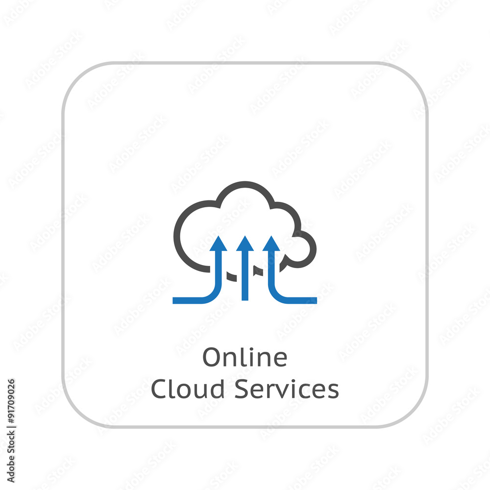 Online Cloud Services. Flat Design Icon. Online Cloud Services. Flat Design Icon.