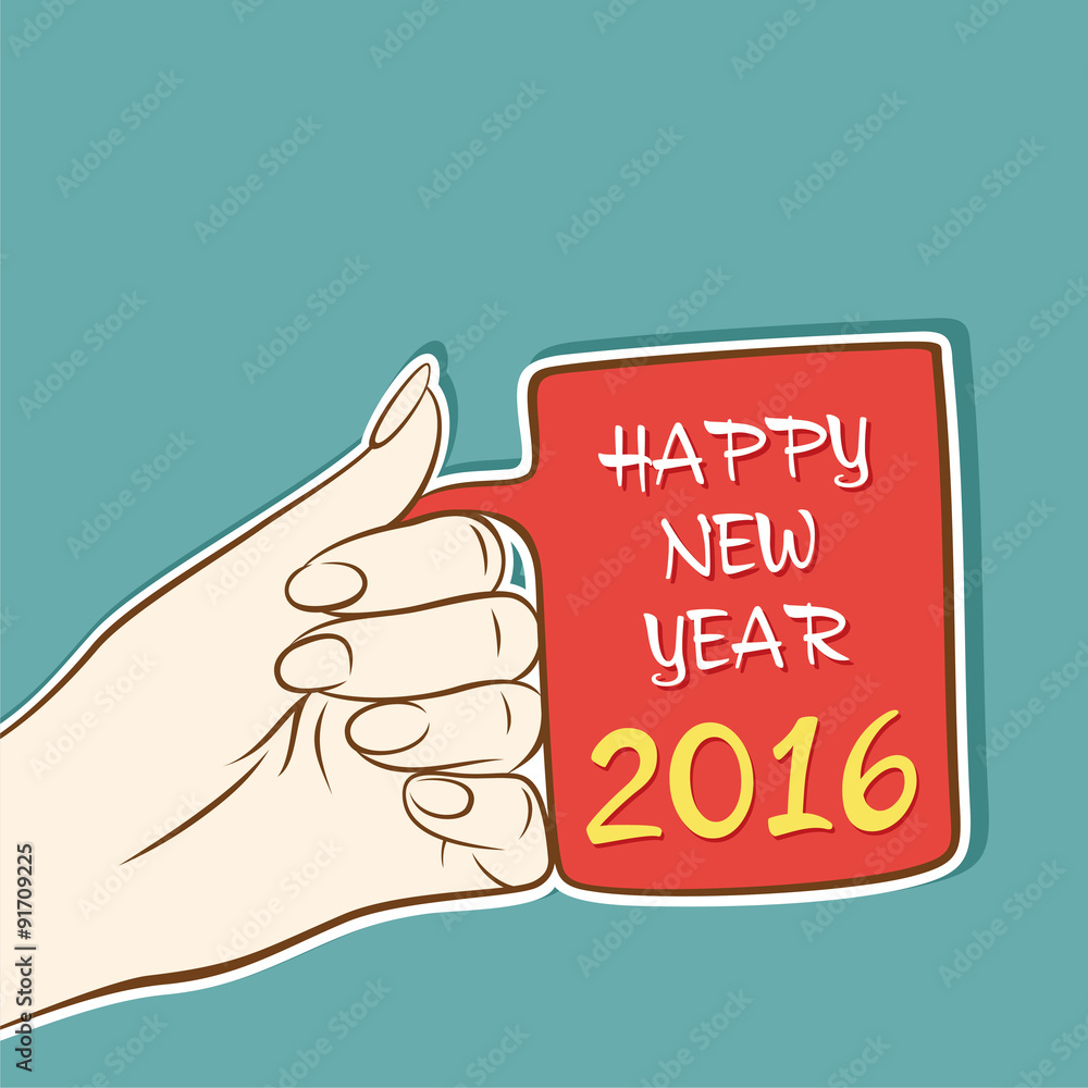 celebrate new year with coffee concept design vector celebrate new year with coffee concept design vector