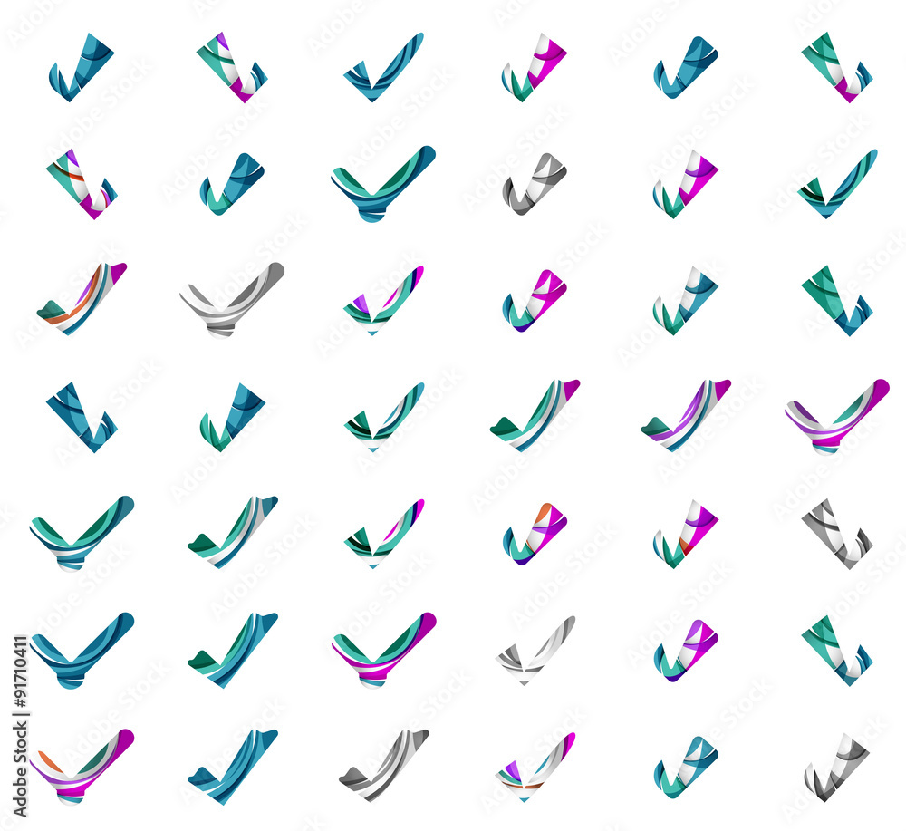 Set of abstract OK and tick icons, business logotype concepts Set of abstract OK and tick icons, business logotype concepts