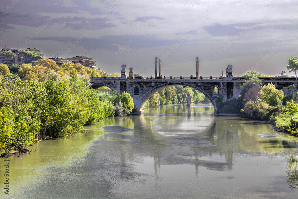 Fototapeta premium fiume tevere ponte flaminio roma