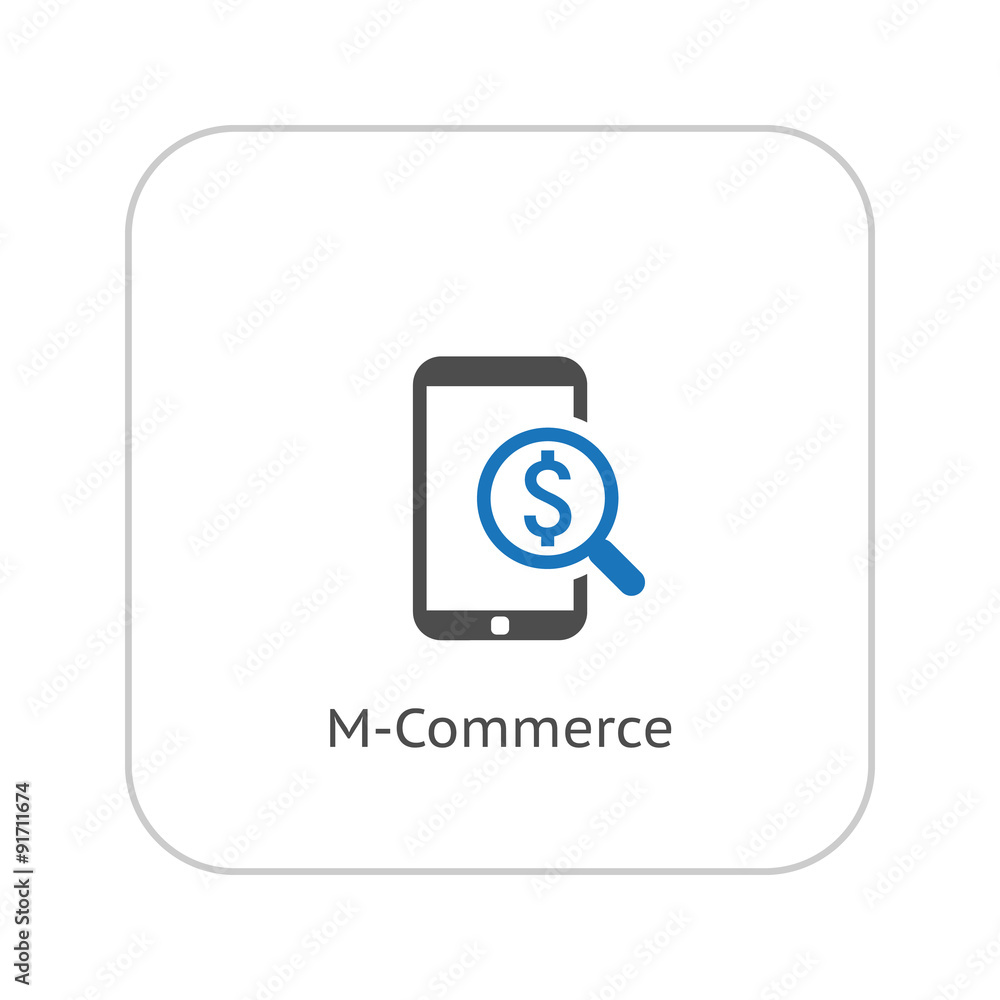 M-Commerce Icon. Business Concept. Flat Design. M-Commerce Icon. Business Concept. Flat Design.