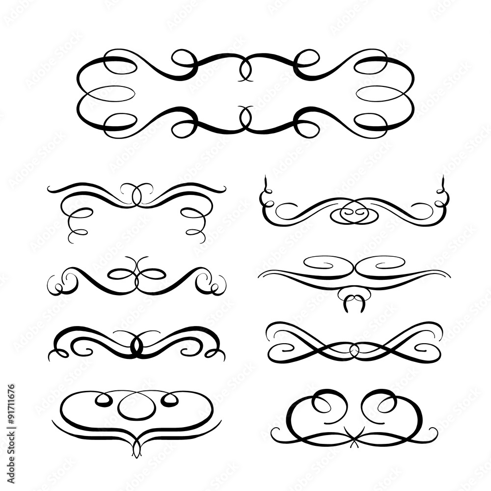 Vector calligraphy elements. Vector calligraphy elements.
