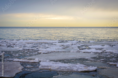 Ice Floes on Lake Erie At Sunrise