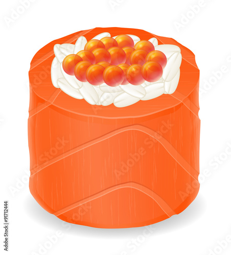 sushi rolls in red fish vector illustration