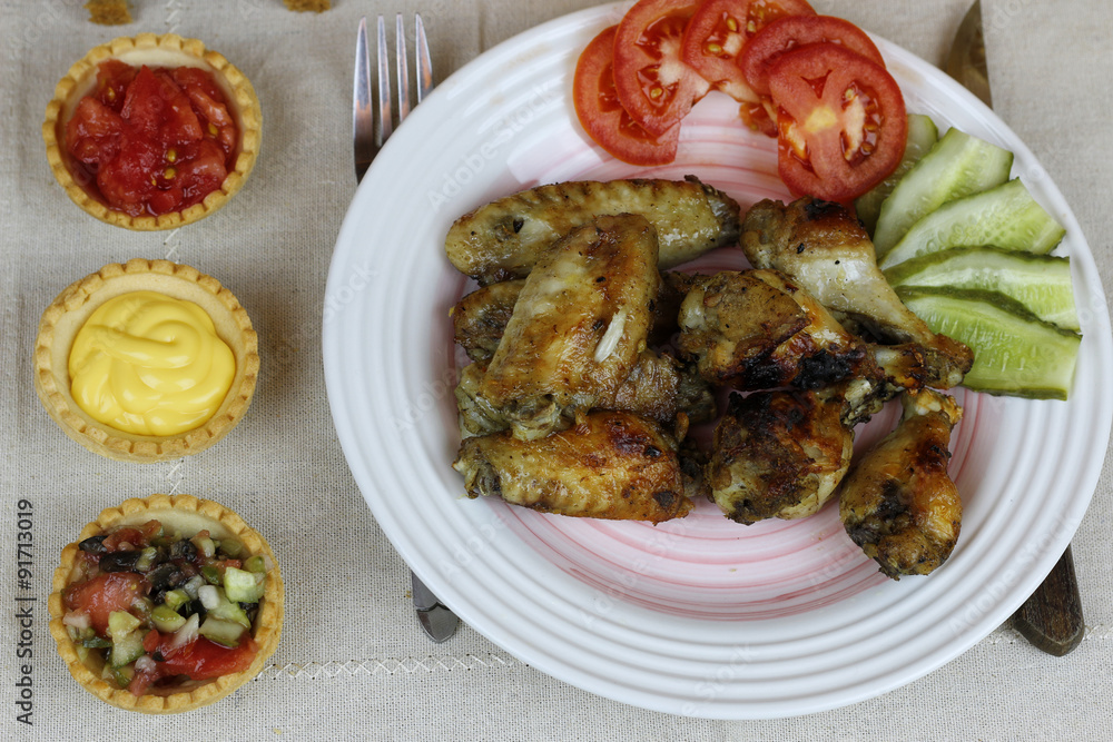 wings barbecue sauce vegetables wings barbecue sauce vegetables