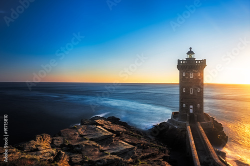 Kermorvan Lighthouse before sunset, Brittany, France