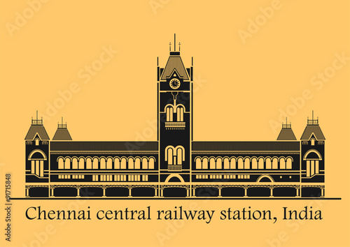 Vector illustration of Chennai central station in India