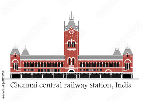 Vector illustration of Chennai central station in India