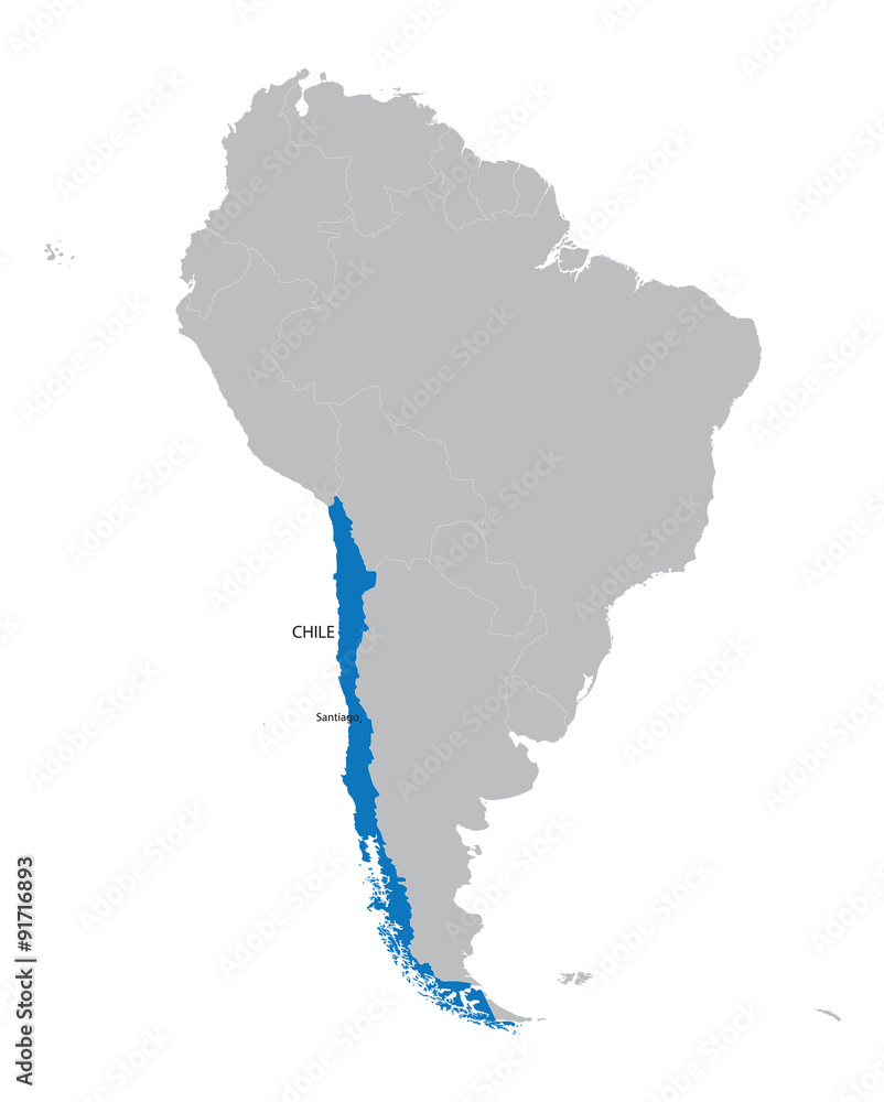 Map Of South America With Indication Of Chile Stock Vector Adobe Stock 1000 F 91716893 HUNwCbE9hzEOwXxk8cZSRJQ8O0ZAjhMq