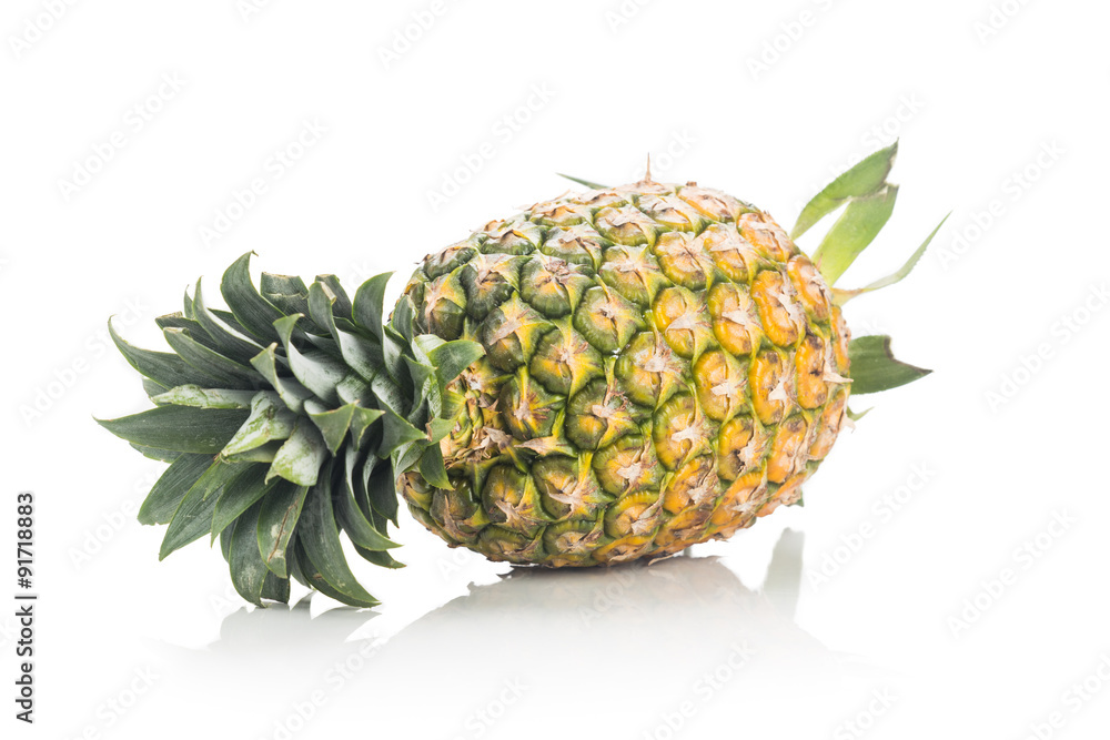 Fresh whole juicy and nutritious pineapple fruit against white background Fresh whole juicy and nutritious pineapple fruit against white background
