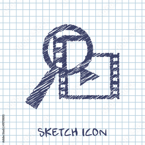 vector sketch icon of video search