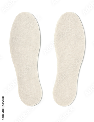 Cotton shoe insoles isolated on white