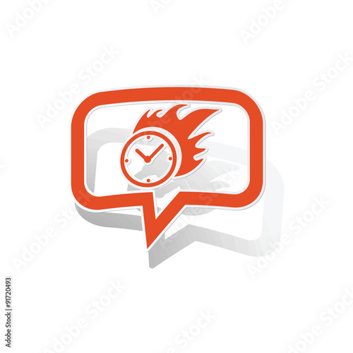 Burning clock message sticker, orange