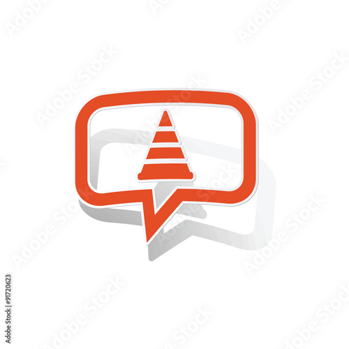 Traffic cone message sticker, orange