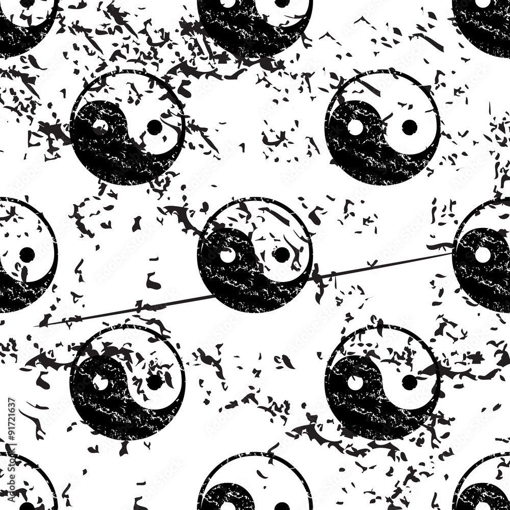 Ying yang pattern, grunge, monochrome Ying yang pattern, grunge, monochrome