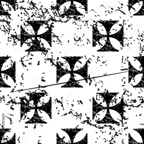 Maltese cross pattern, grunge, monochrome photo